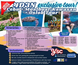 4D3N: CEBU CITY TOUR + MOALBOAL & KAWASAN FALLS + OSLOB TOUR
