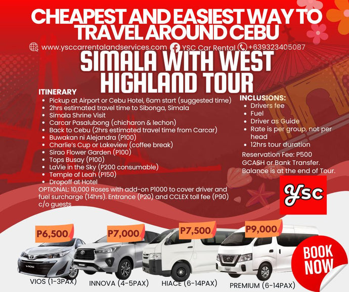 VAN RENTAL - SIMALA with CEBU WEST HIGHLAND TOUR