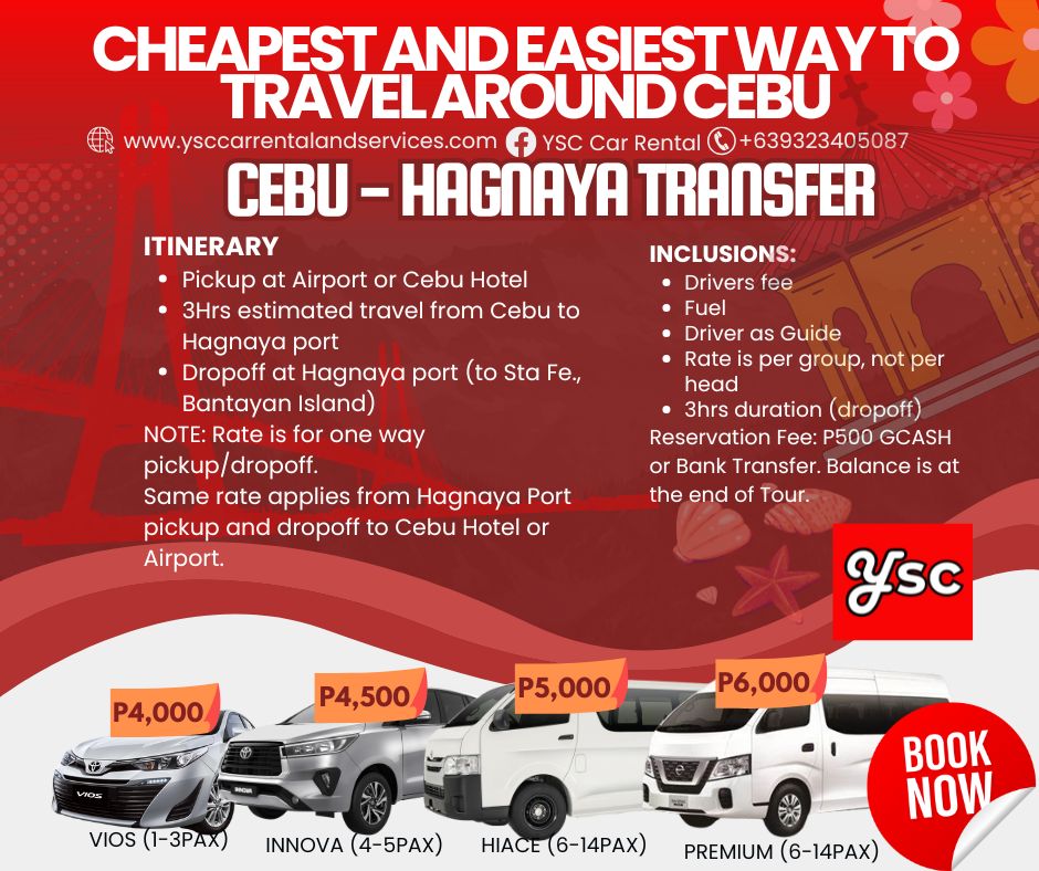 VAN RENTAL - CEBU TO HAGNAYA LAND TRANSFER and Vice Versa