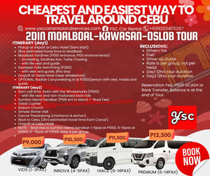 VAN RENTAL - 2D1N 2DAYS 1NIGHT MOALBOAL&KAWASAN + OSLOB TOUR
