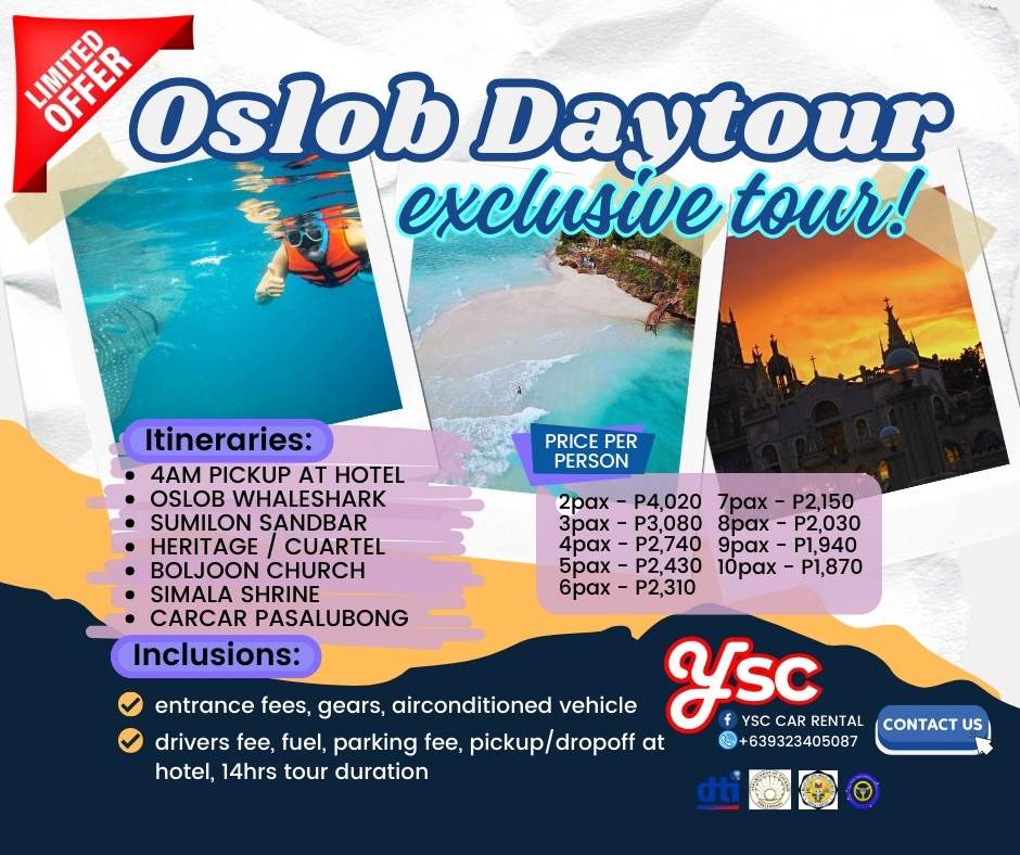 DAYTOUR: OSLOB WHALESHARK + SUMILON SANDBAR + SIMALA SHRINE