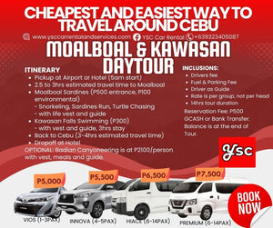 VAN RENTAL - MOALBOAL + KAWASAN FALLS DAYTOUR (optional Canyoneering)