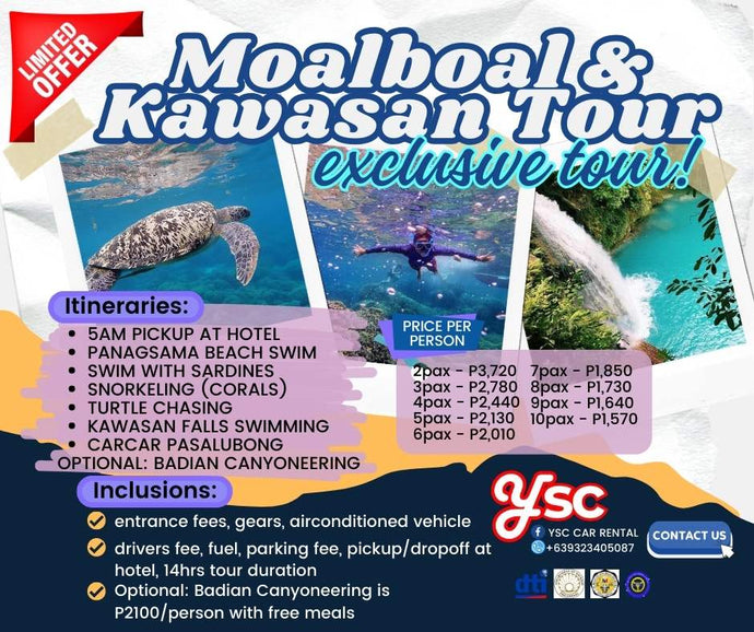DAYTOUR: MOALBOAL AND KAWASAN FALLS (WITH OPTIONAL CANYONEERING ADVENTURE)