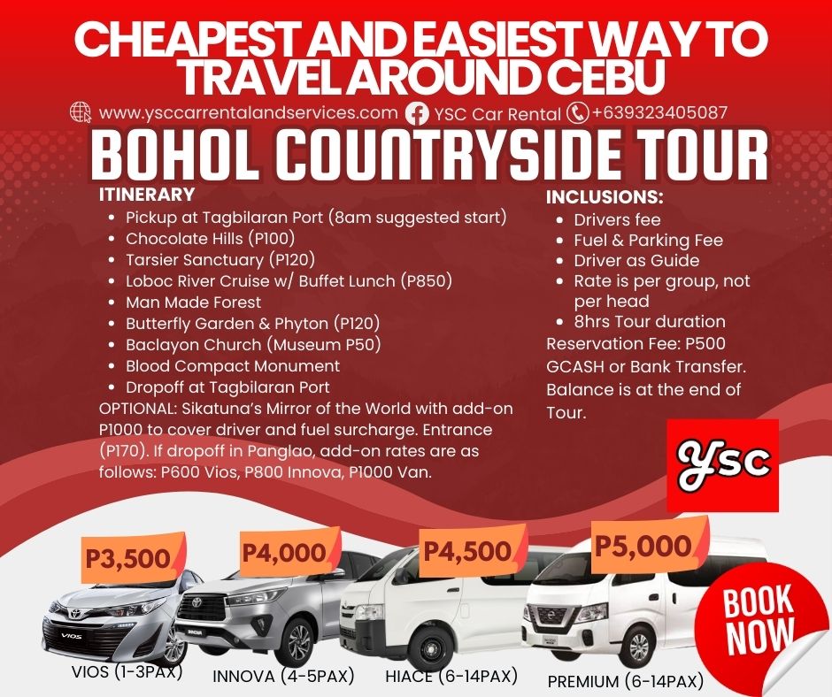 VAN RENTAL - BOHOL COUNTRYSIDE TOUR