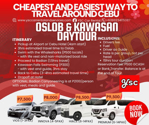 VAN RENTAL - OSLOB AND KAWASAN FALLS DAYTOUR (optional CANYONEERING)