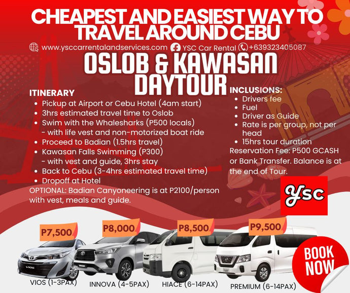 VAN RENTAL - OSLOB AND KAWASAN FALLS DAYTOUR (optional CANYONEERING)