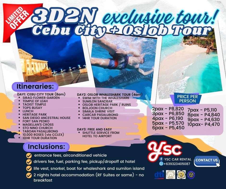 3D2N: CEBU CITY TOUR + OSLOB DAYTOUR
